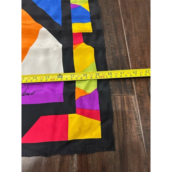 Linda Dano Multicolor Geometric Square Scarf Shawl Wrap Lightweight Retro - Picture 7 of 8